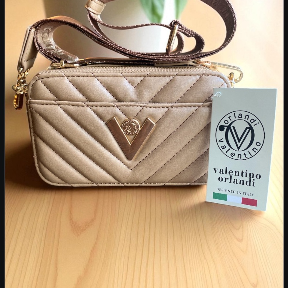 NWT Valentino Orlandi Dark Taupe Quilted Mini Bag